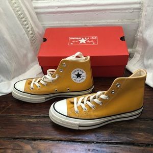 NEVER WORN Mustard Yellow Hi-Top Converse